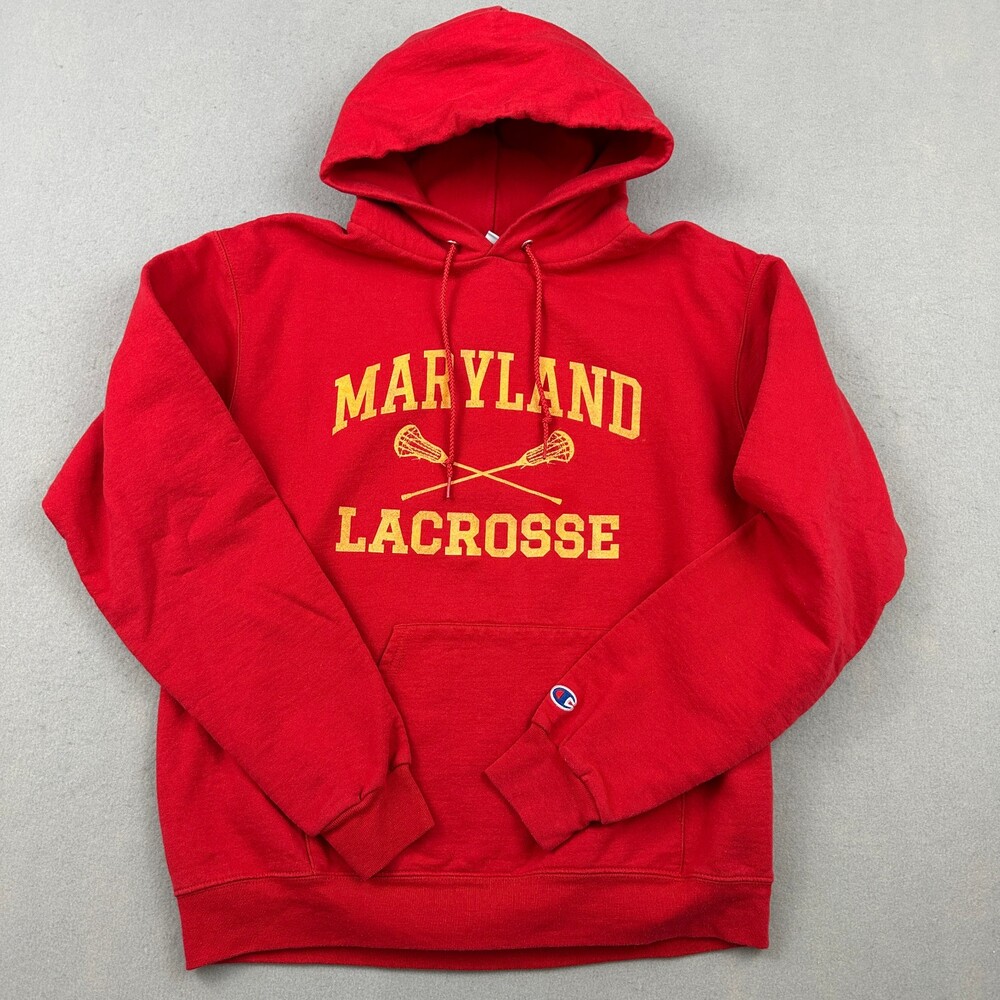 Maryland Terrapins Hoodie Men Medium Red Lacrosse Pullover Sweatshirt NCAA M